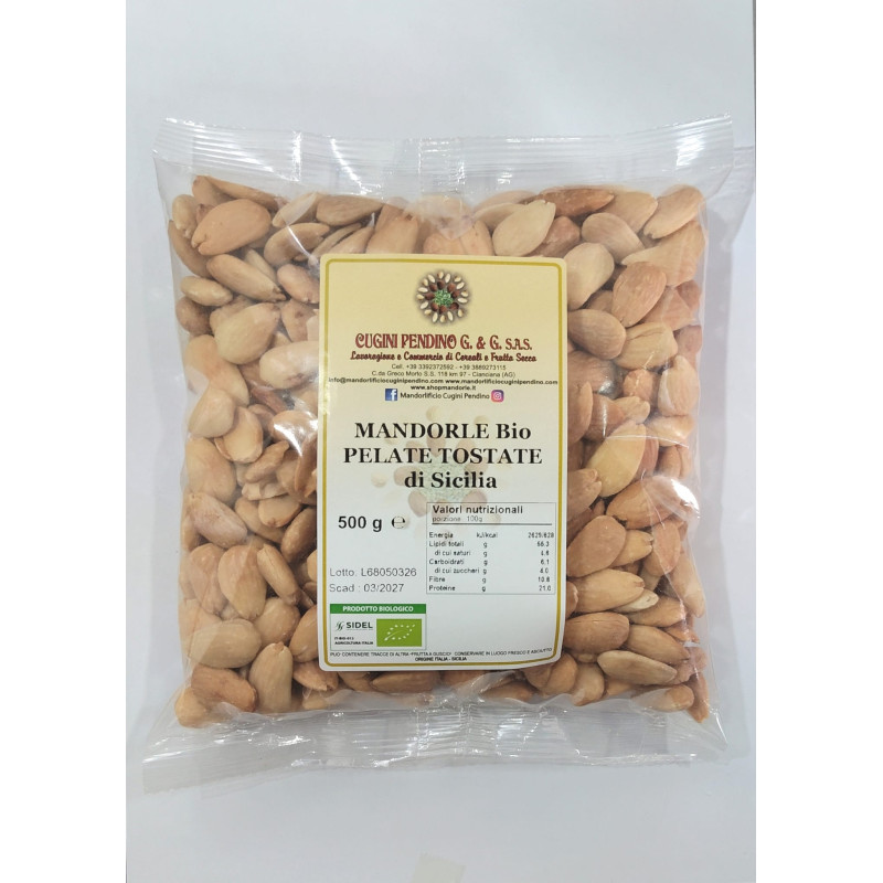 Mandorle Bio - Pelate e tostate - 500g Mandorle Bio - Pelate e tostate - 500g